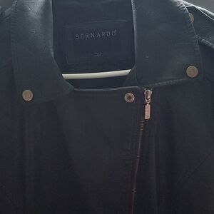 Bernardo Hunter green Leather Moto Jacket with Asymmetrical Zipper